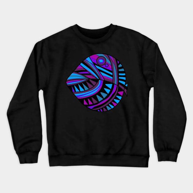 Mazipoodles New Fish Head Leaf Black Purple Blue Crewneck Sweatshirt by Mazipoodles